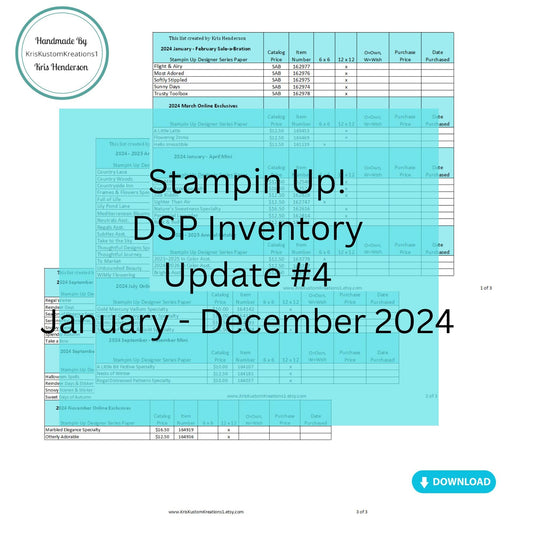 Download Update #4 2024 Catalog Stampin Up Tool Paper Cardstock Designer Series Paper Tracking List Inventory Reference Index Organizer