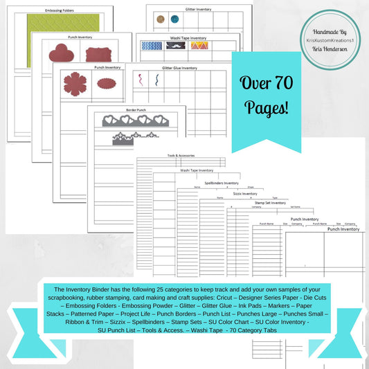 Download Ultimate Stampin Up Paper Cardstock Tool Inventory Tracking List, Reference Binder Organizer, Storage Craft Supply Chart Index