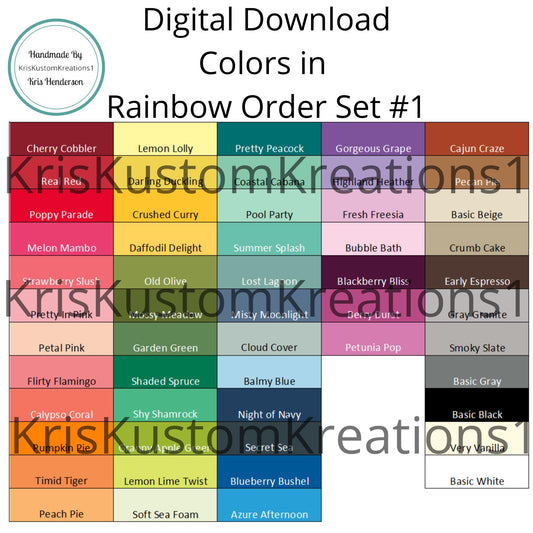 Download Stampin Up Paper Cardstock Tool Combo Rainbow Order Color Spectrum Swatch Chart Organization Template ROYGBIV #1