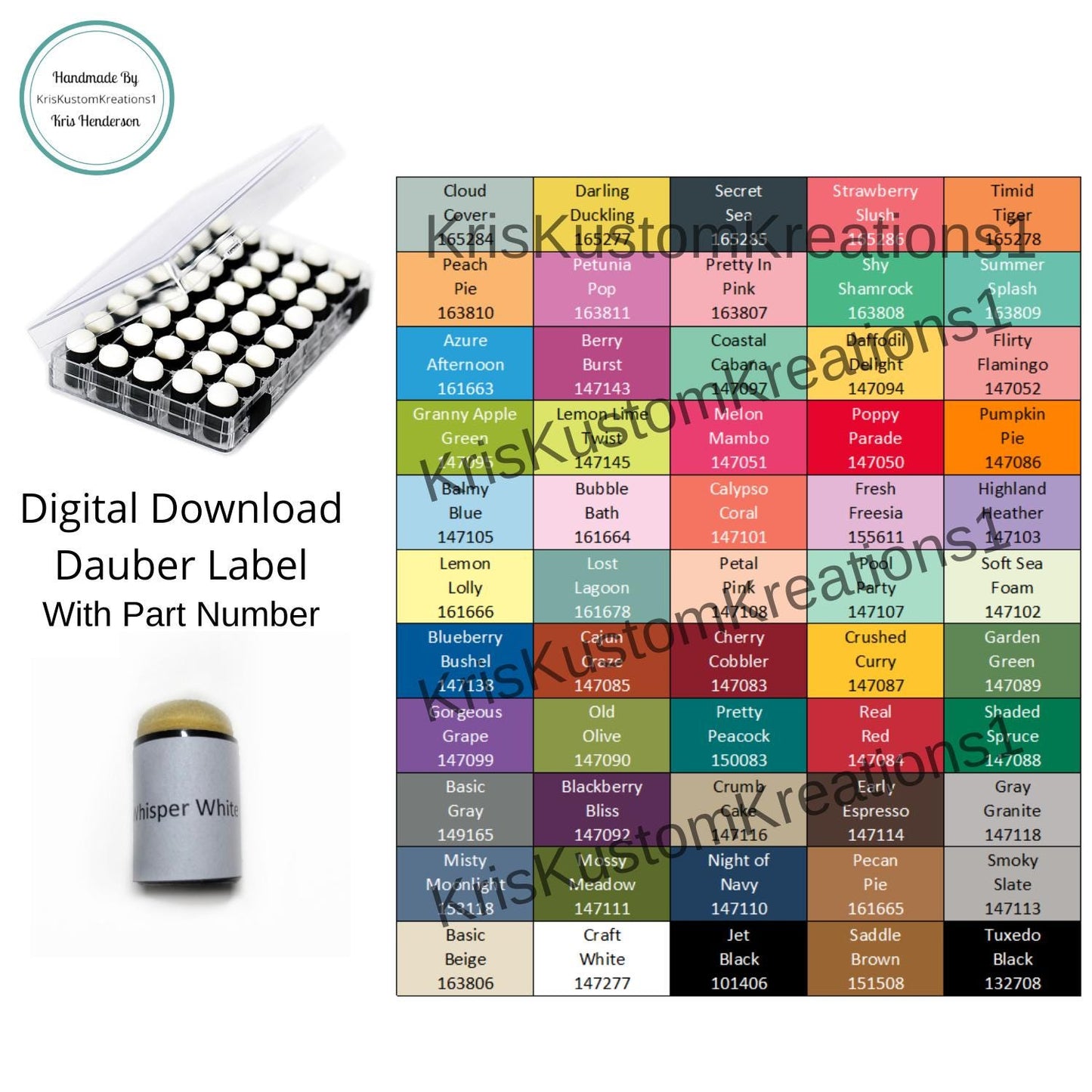 Download Stampin Up Paper Cardstock Tool Sponge Dauber Color Chart Organizer Template with Part Number