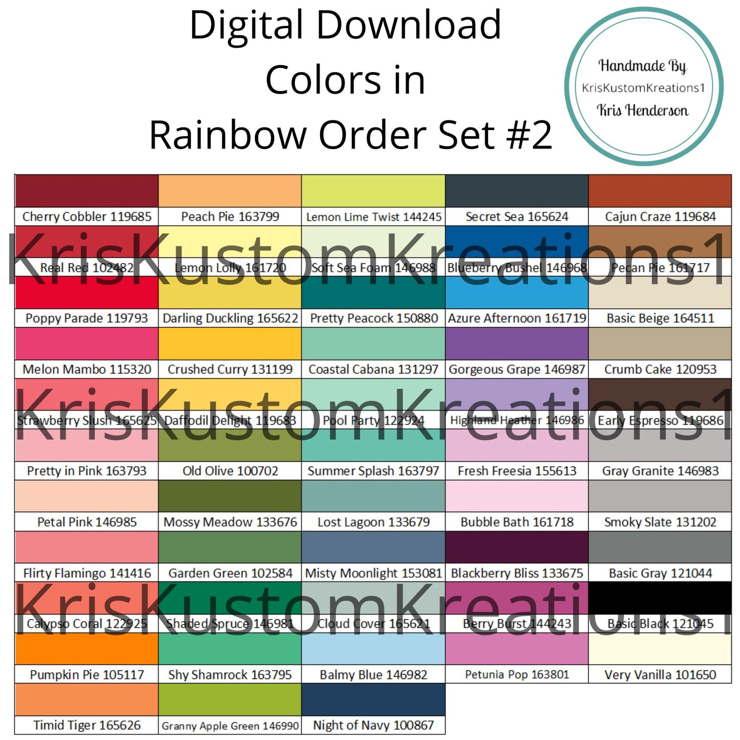 Download Stampin Up Paper Cardstock Tool Combo Rainbow Order Color Spectrum Swatch Chart Organization Template ROYGBIV #2