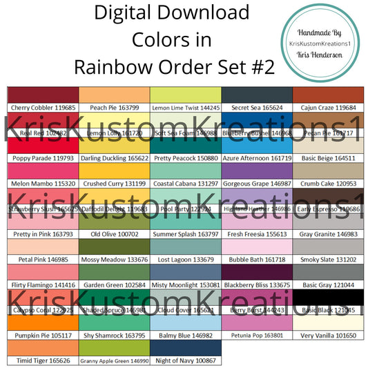 Download Stampin Up Paper Cardstock Tool Combo Rainbow Order Color Spectrum Swatch Chart Organization Template ROYGBIV #2